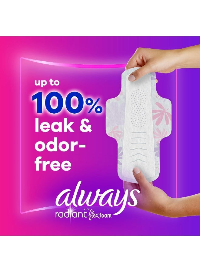 Always Radiant Feminine Pads For Women, Size 2 Heavy Flow Absorbency, Multipack, With Flexfoam, With Wings, Light Clean Scent, 26 Count x 3 Packs (78 Count total) - Image 2