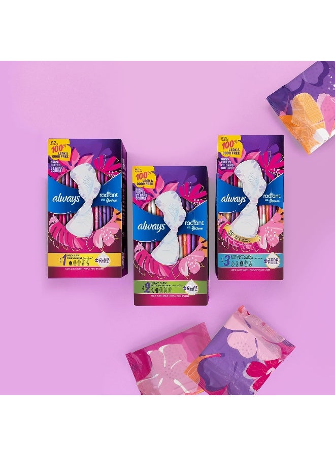 Always Radiant Feminine Pads For Women, Size 2 Heavy Flow Absorbency, Multipack, With Flexfoam, With Wings, Light Clean Scent, 26 Count x 3 Packs (78 Count total) - Image 5