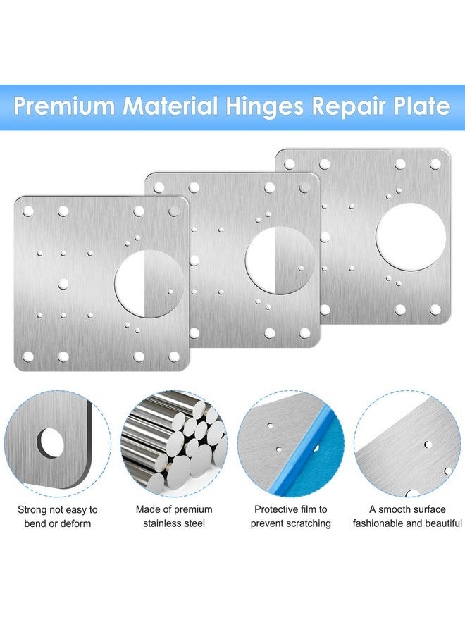 Beauenty 5 Pcs Cabinet Hinge Repair Kit with Screws, Stainless Steel Hinge Repair Plate for Kitchen Wood Furniture，Cabinet Hinge Repair Plate, Kitchen Hinge Repair Plates, Screw-On Hinges Repair Clips with Hole, Furniture Hinge Plate for Cabinet Furniture Drawer Window - Image 3