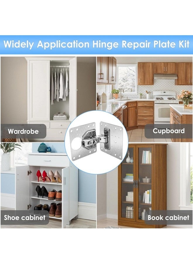Beauenty 5 Pcs Cabinet Hinge Repair Kit with Screws, Stainless Steel Hinge Repair Plate for Kitchen Wood Furniture，Cabinet Hinge Repair Plate, Kitchen Hinge Repair Plates, Screw-On Hinges Repair Clips with Hole, Furniture Hinge Plate for Cabinet Furniture Drawer Window - Image 5