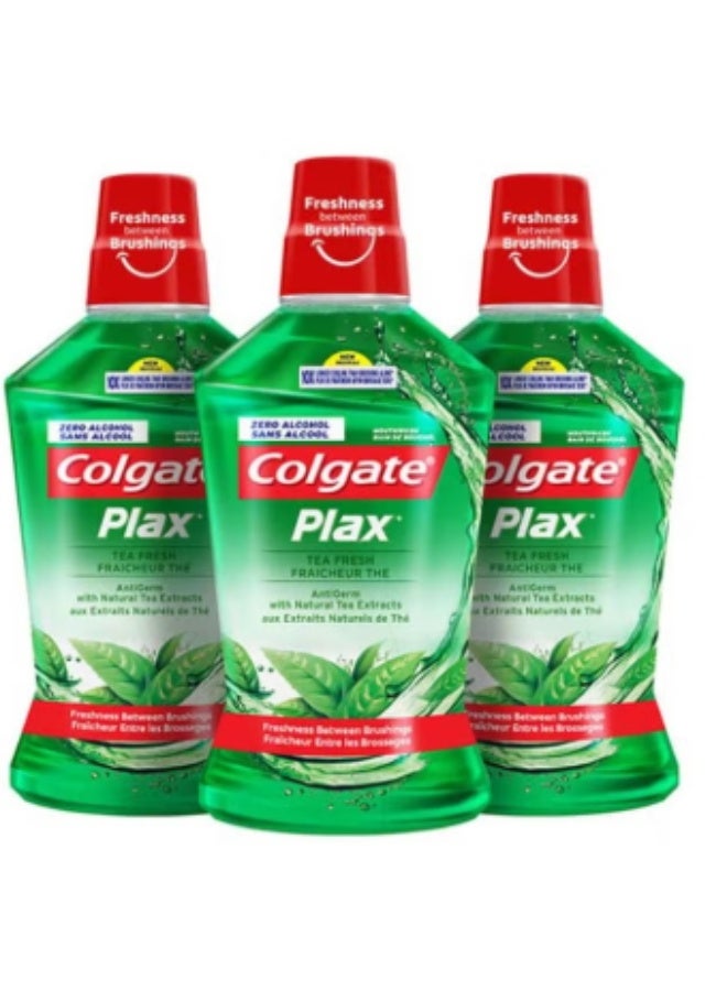 كولجيت عبوة من ٣ غسول فم بنكهة الشاي المنعش بلاكس ٥٠٠ مل