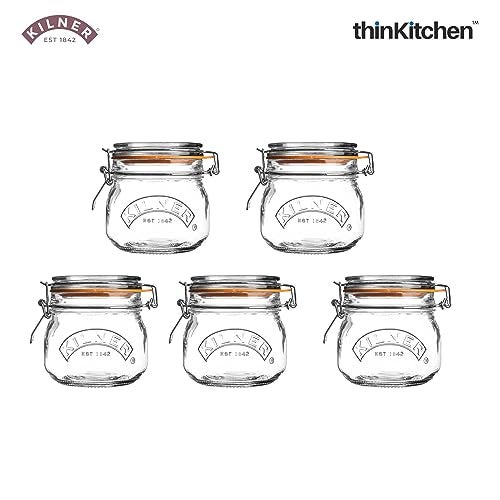 Kilner Premium Classic Clip Top Round Airtight Jars Set of 5-500ml Each | Glass Containers for Kitchen Storage, Ideal for Jams, Chutneys, Ghee, Coffee - Image 2