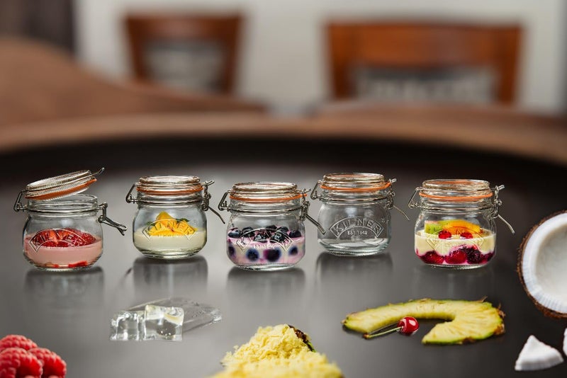 Kilner Premium Classic Clip Top Round Airtight Jars Set of 5-500ml Each | Glass Containers for Kitchen Storage, Ideal for Jams, Chutneys, Ghee, Coffee - Image 1