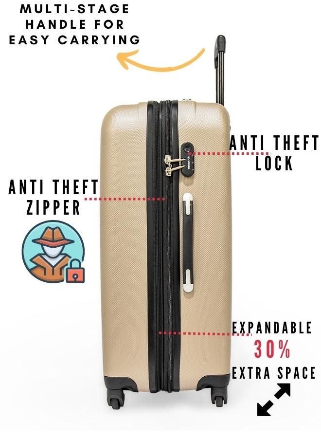 Luggage Set of 3 Hardside With 4 Wheels And Anti Theft Lock
