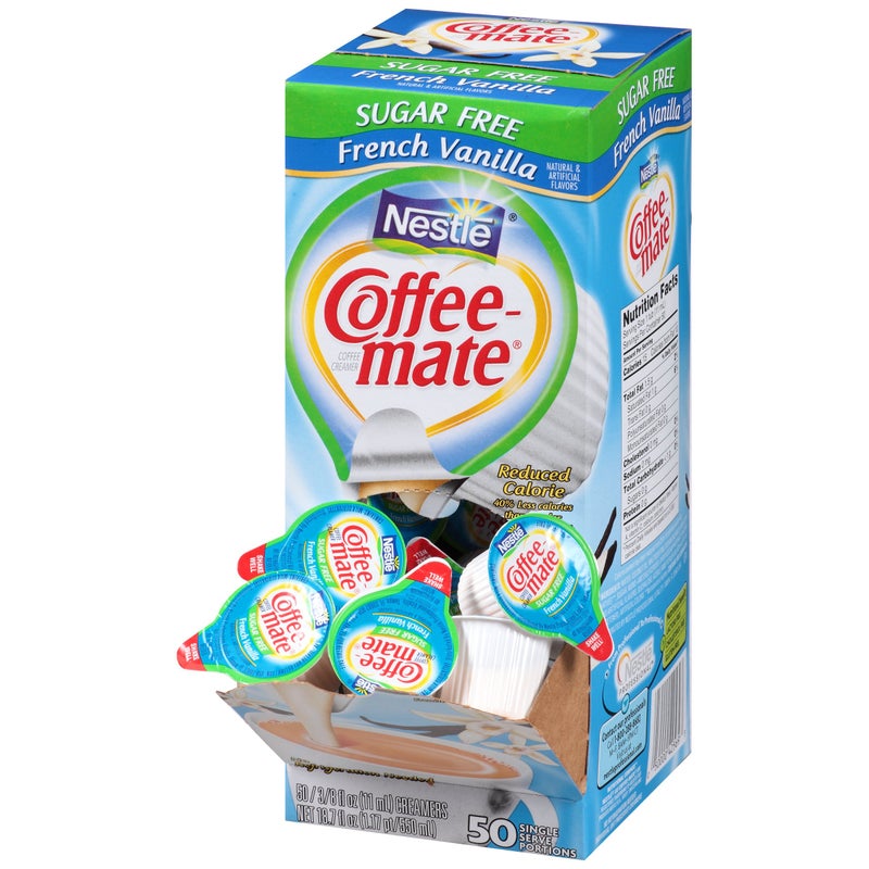 Nestle Coffee Mate Coffee Creamer, Sugar Free French Vanilla, 0.375oz liquid creamer singles, 50-count - Image 1