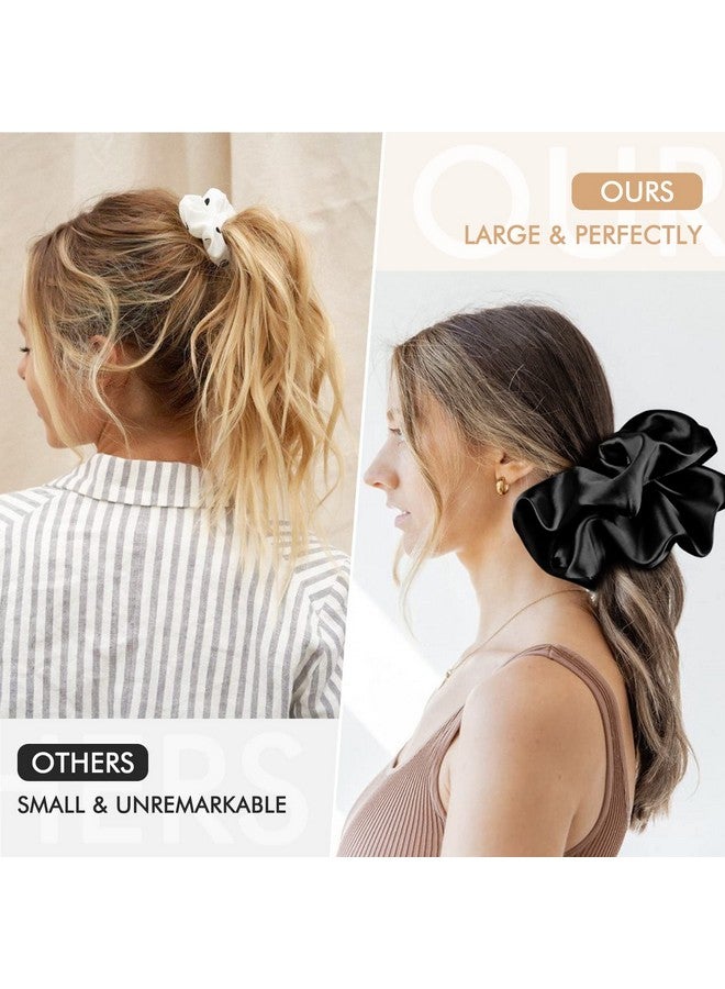 CEELGON 9.5 Inch Silk Scrunchies Oversized Scrunchie Jumbo Scrunchies Giant Silk Scrunchie Extra Large Satin Scrunchies Thick Elastic Fluffy Hair Ties For Women And Girls 3 Pack (Black Black Black) - Image 3