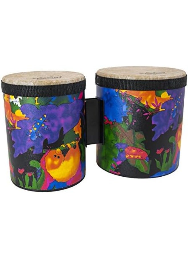 Remo Remo KD-5400-01 Kids Percussion Bongo Drum - Fabric Rain Forest, 5"-6"  - Image 5