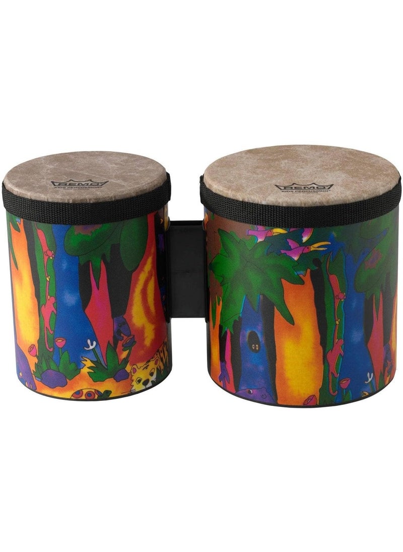 Remo Remo KD-5400-01 Kids Percussion Bongo Drum - Fabric Rain Forest, 5"-6"  - Image 4
