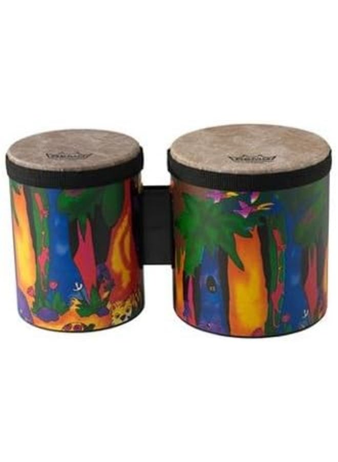 Remo Remo KD-5400-01 Kids Percussion Bongo Drum - Fabric Rain Forest, 5"-6"  - Image 2