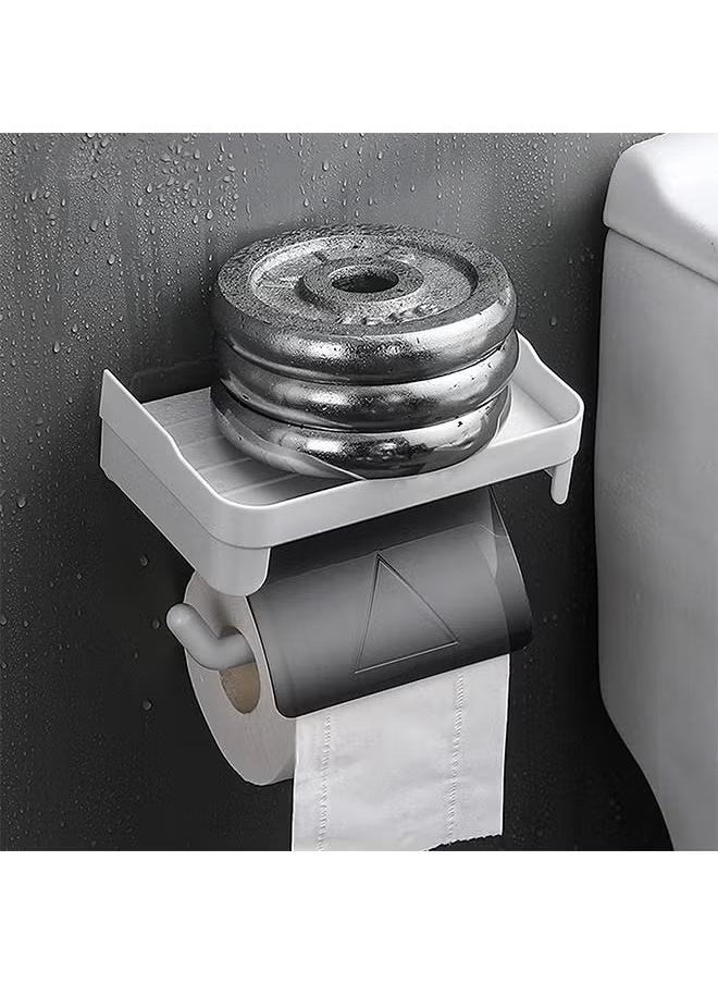 Generic - Toilet Paper Holder, Self Adhesive Toilet Roll Holder, Toilet Paper Holder with Shelf, Toilet Tissue Holder for Bathroom, Kitchen, Washroom - Image 1
