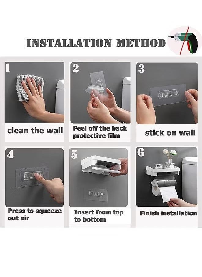 Generic - Toilet Paper Holder, Self Adhesive Toilet Roll Holder, Toilet Paper Holder with Shelf, Toilet Tissue Holder for Bathroom, Kitchen, Washroom - Image 1