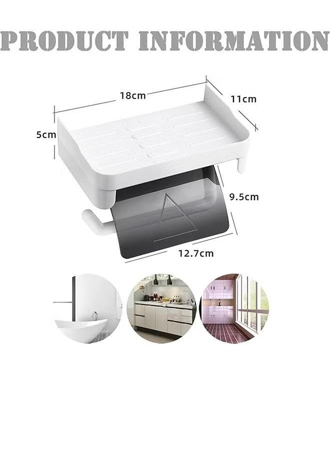 Generic - Toilet Paper Holder, Self Adhesive Toilet Roll Holder, Toilet Paper Holder with Shelf, Toilet Tissue Holder for Bathroom, Kitchen, Washroom - Image 1