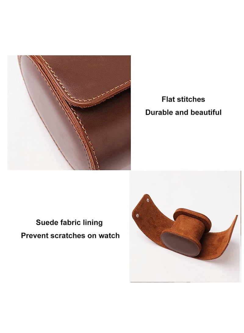 Watch Roll Travel Case, Single Watch Case for Men and Women with Suede Lining - Watch Roll Travel Case - Storage Organizer and Display(Dark Brown)… - Image 4