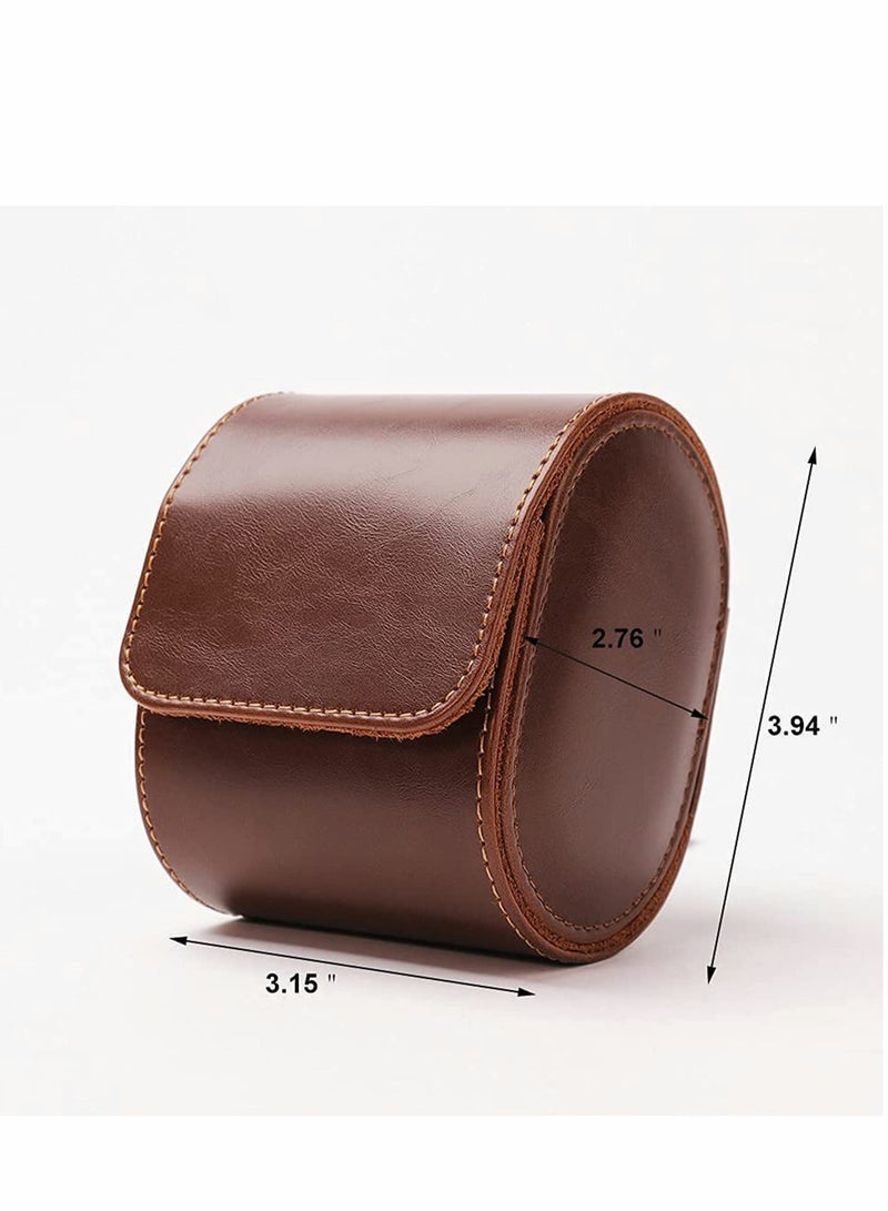 Watch Roll Travel Case, Single Watch Case for Men and Women with Suede Lining - Watch Roll Travel Case - Storage Organizer and Display(Dark Brown)… - Image 2