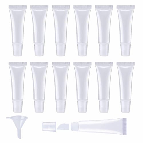 Erewa 12Pcs 8ml Clear Empty Tubes Refillable Containers for DIY Lip Gloss Balm & Travel Toiletries - Image 1