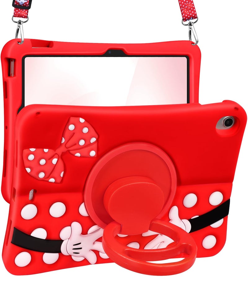 Lotadilo Cute Case for iPad Air 11 Inch M3 2025&M2 2024 / Air 5th/ 4th Generation 2022/2020 10.9 Inch - Silicone 3D for Girls Women Teens Girly Kawaii Funny Cartoon Soft Stand with Lanyard, Red Point - Image 1