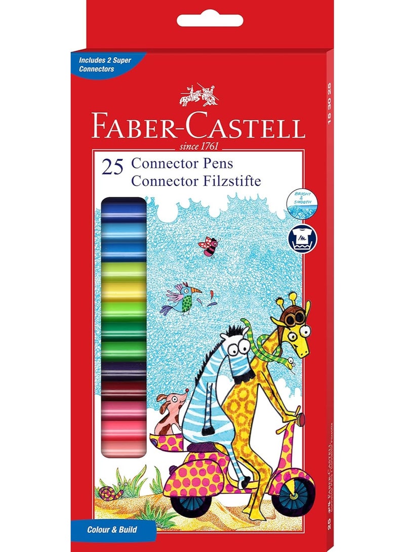 Faber-Castell Connector Pens, 25 Pack, Assorted Colours - Image 1
