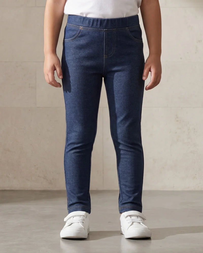 Redtag Girls Dark Wash Knit Skinny Leggings