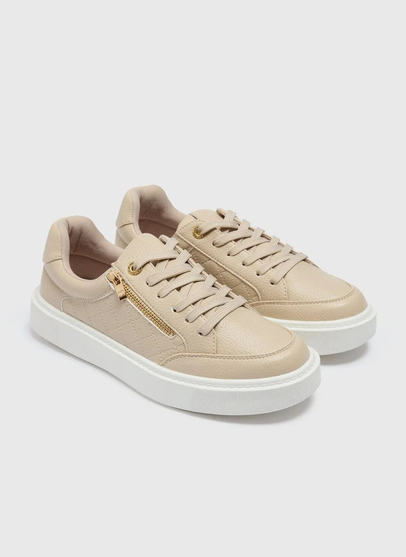 Matalan Stone Quilted Zip Trainers