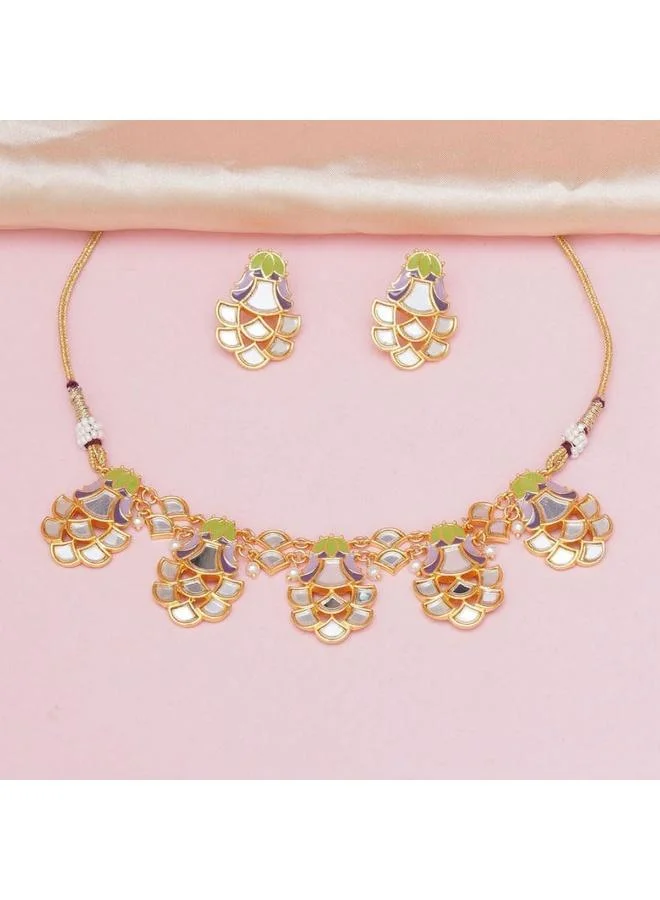 فويلا مجموعة مجوهرات طوق فويا بتفاصيل مرآة مطلية بألوان احتفالية