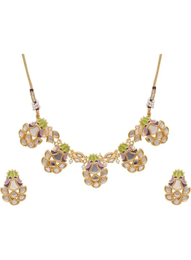 فويلا مجموعة مجوهرات طوق فويا بتفاصيل مرآة مطلية بألوان احتفالية