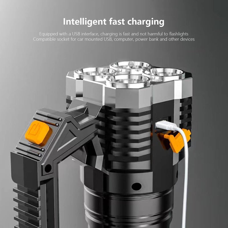 كلاراكو مصباح يدوي قوي من كلاركو، مصباح يدوي LED بخمسة انفجارات نووية، مصباح يدوي للتخييم قابل لإعادة الشحن فائق السطوع ومقاوم للماء، مصباح طاولة محمول للاستخدام المنزلي، مصباح يدوي قوي ومتين - Image 4