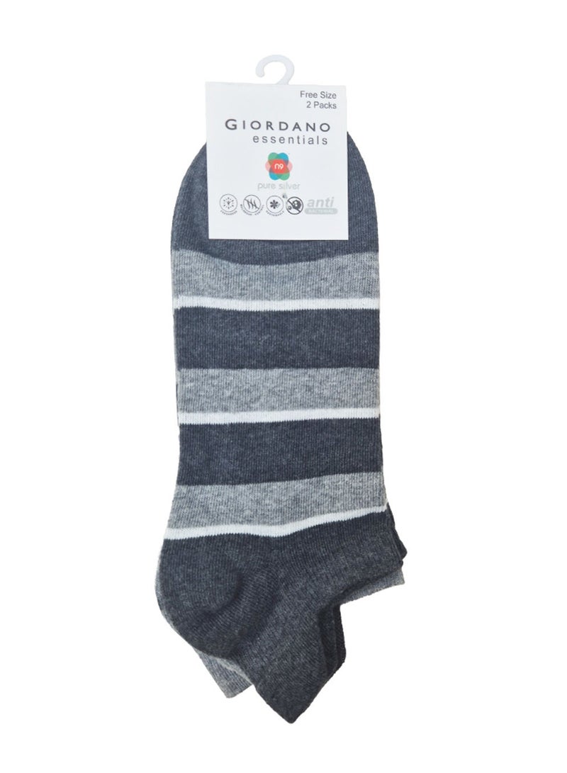 GIORDANO Unisex Lion Logo Socks: 2-Pack Cotton Blend Ankle Length - Image 1