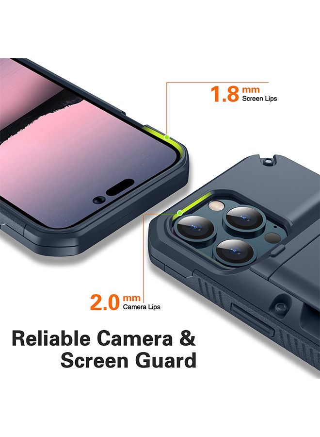 iPhone 14 Pro Case Cover With Wallet Slider Credit Card Holder Slot [3-4 Cards] Camera Lens Protector Anti-scratch Anti-fingerprint Full Body Back Cover Phone Accessories  - Image 2