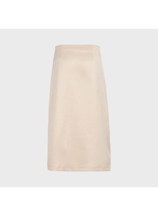 Zara solid Color Sophisticated Zip-adjustable Slit Midi Skirt For Workwear - Image 3