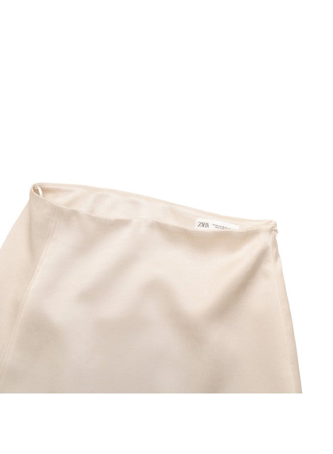 Zara solid Color Sophisticated Zip-adjustable Slit Midi Skirt For Workwear - Image 4