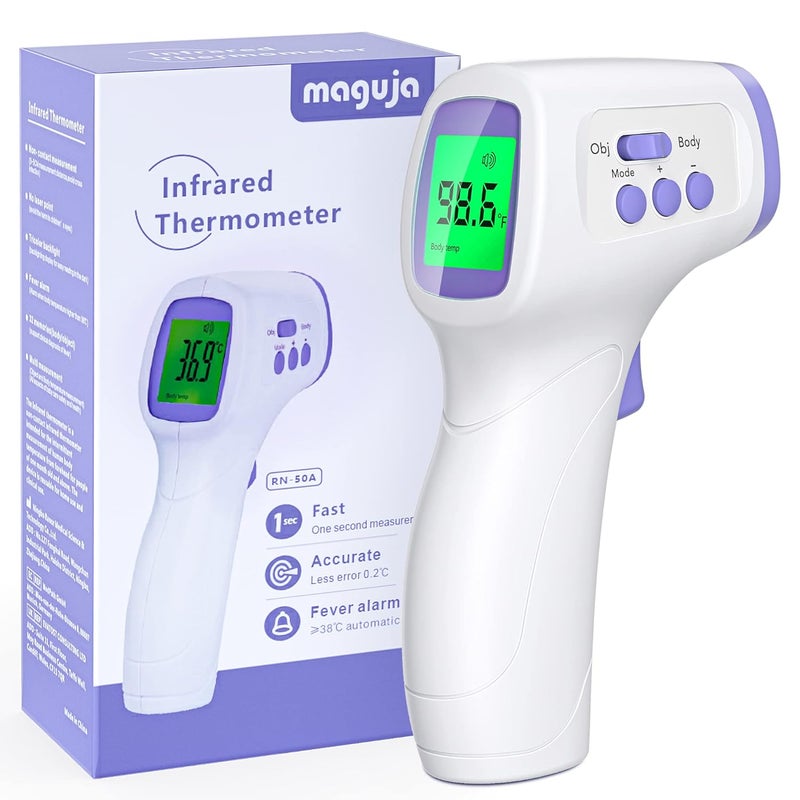 maguja Thermometer for Adults and Kids Forehead Thermometer for Kids Digital Touchless Thermometer Infrared Forehead Thermometer with 3 in 1 LCD Display Fever Alarm and Memory Function - Image 1