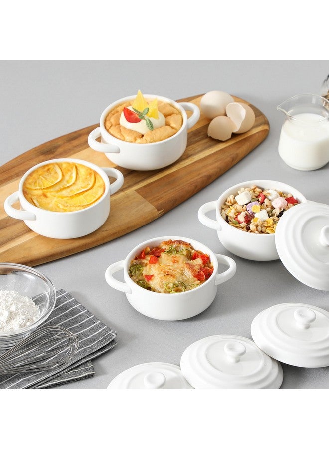 MALACASA Mini Cocotte Set - 14 OZ Small Casserole Dishes with Lids and Handles, Ceramic Mini Dutch Oven Set of 4, Small Baking Ramekins for Lasagna, Soufflé, Oven, Microwave & Dishwasher Safe, Series BAKE.BAKE - Image 4