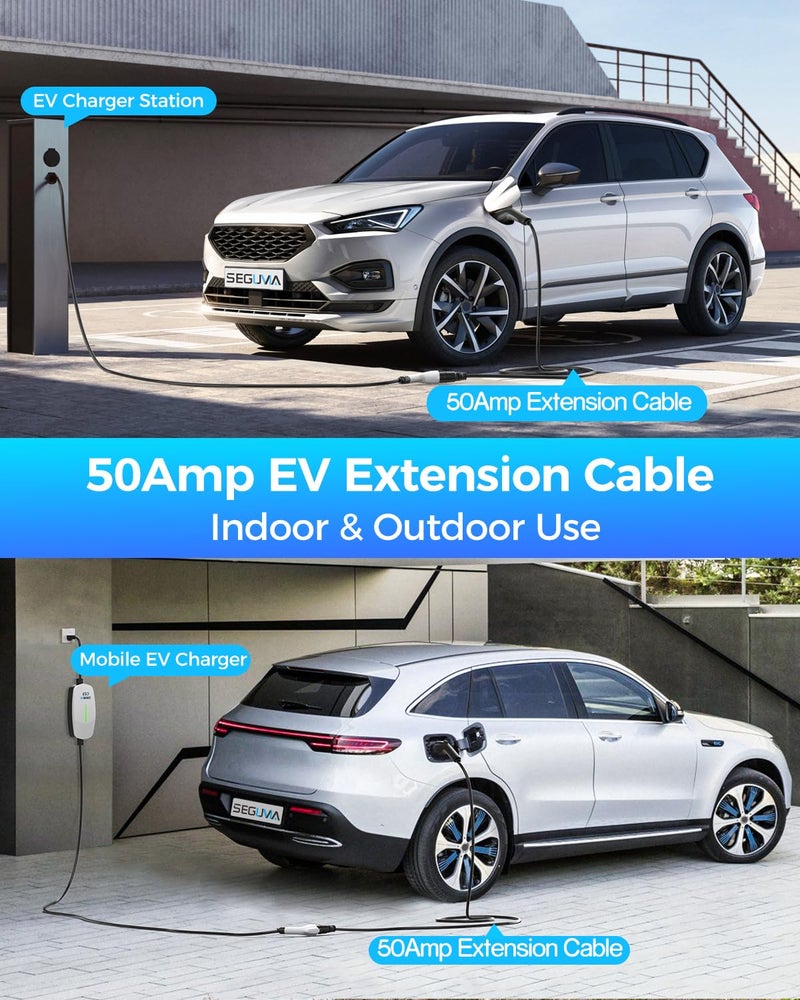 SEGUMA EV Charger Extension Cable, 50Amp 20ft J1772 Extension Cord Compatible with Level 1/Level 2 EV Charger, SAE J1772 Car Charger Extension Cable with Carrying Bag, IP66 50A EV Charging Extension Cable - Image 5