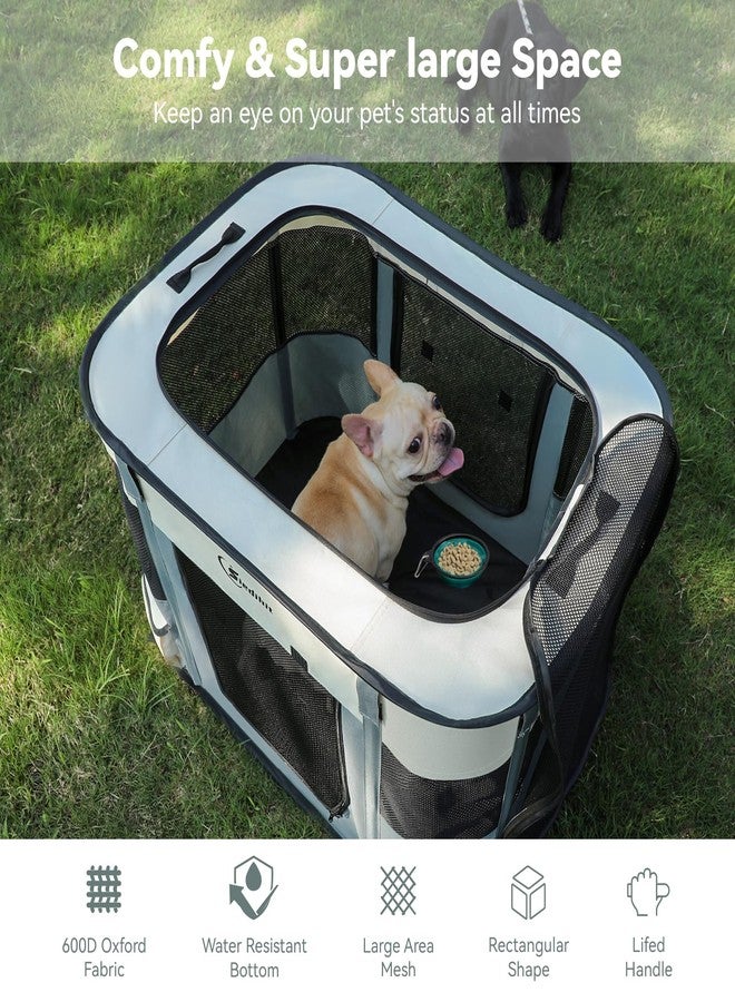 Siedihit Dog Playpen28/31/35in,Cat Pet Puppy Pen,Portable Playpens for Dogs Indoor Outdoor Travel Camping Use,Foldable Dog Kennel Crate for Rabbit Small Animals with and Tent Stakes (Grey, Lagre) - Image 5