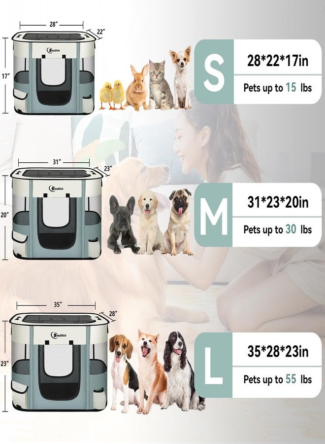 Siedihit Dog Playpen28/31/35in,Cat Pet Puppy Pen,Portable Playpens for Dogs Indoor Outdoor Travel Camping Use,Foldable Dog Kennel Crate for Rabbit Small Animals with and Tent Stakes (Grey, Lagre) - Image 2