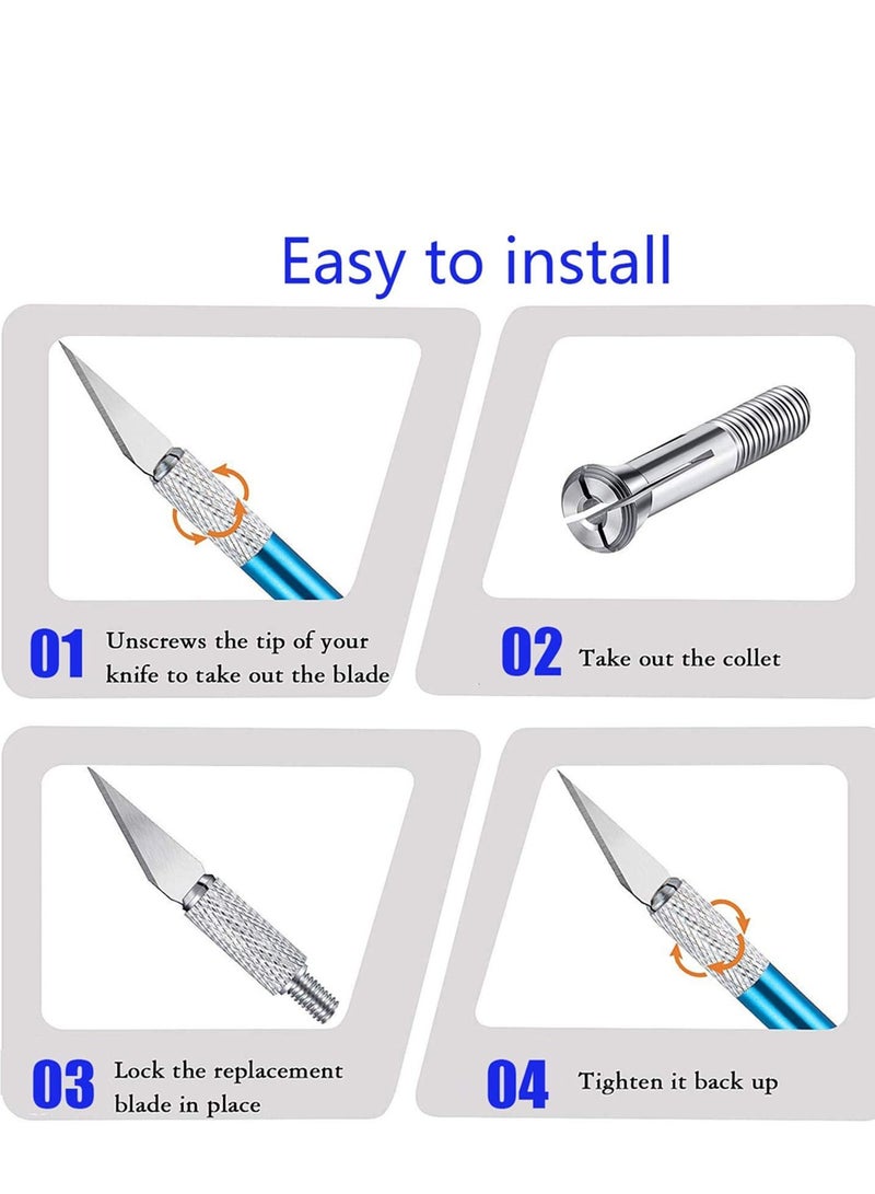 NIBEMINENT Craft Knife 1 Pieces Sculpture with 20 Stainless Steel Blades Kit and 1Pieces 15cm Ruler, for Cutting Carving Scrapbooking Stencil Art Creation(Color: Silver) - Image 3