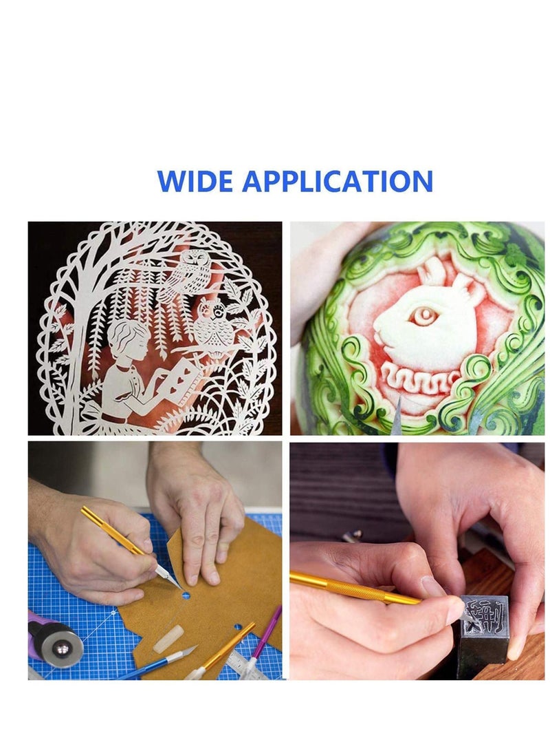 NIBEMINENT Craft Knife 1 Pieces Sculpture with 20 Stainless Steel Blades Kit and 1Pieces 15cm Ruler, for Cutting Carving Scrapbooking Stencil Art Creation(Color: Silver) - Image 5