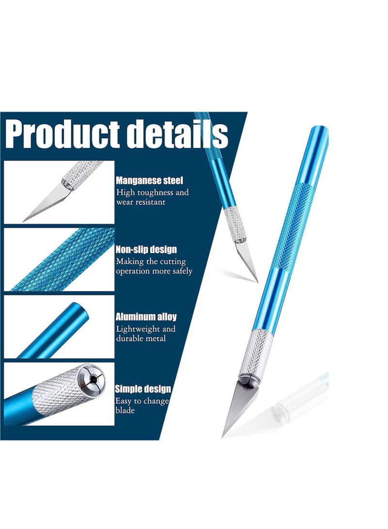 NIBEMINENT Craft Knife 1 Pieces Sculpture with 20 Stainless Steel Blades Kit and 1Pieces 15cm Ruler, for Cutting Carving Scrapbooking Stencil Art Creation(Color: Silver) - Image 2