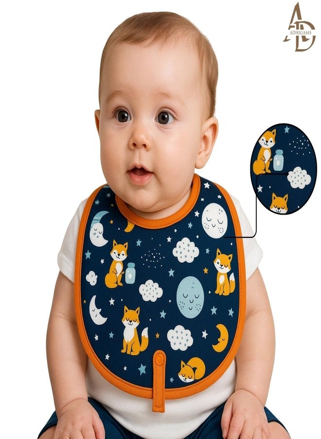 Adhigams Cosmic Night 100% Organic Cotton Baby Bibs Set of 2 | Soft Washable Feeding Bib & Apron for newborn Boys & Girls | Waterproof, Adjustable Drool Bibs & Baby Shower Gift Essentials - Image 3
