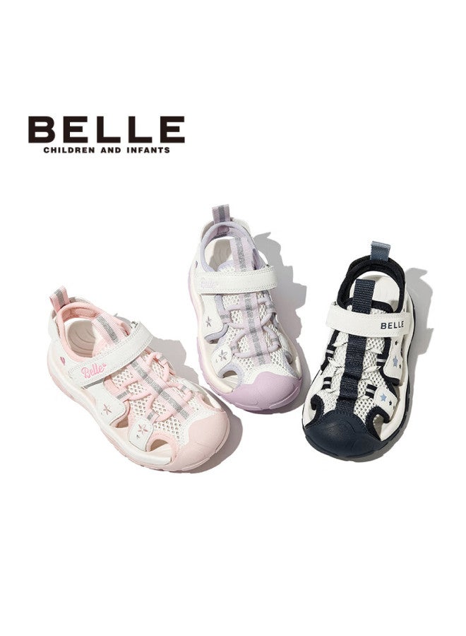 Belle Kids Sandals Summer Girls Closed-toe Sports Beach Shoes Princess Soft Sole Toddler Shoes Pink Size 30 - Image 5