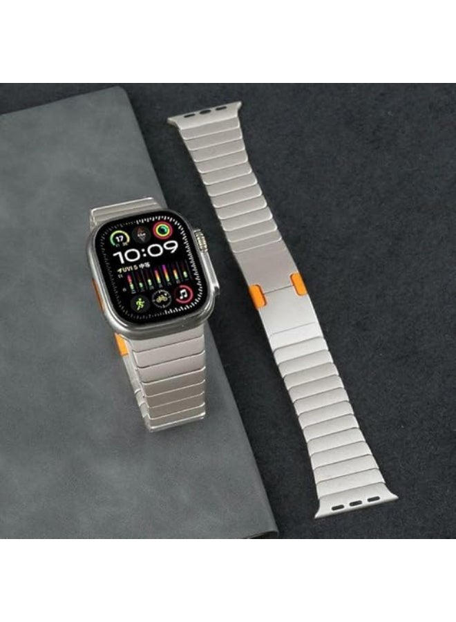 Ecosystem Stainless Steel Link Bracelet Compatible with Apple Watch Ultra 2 (49mm), Series 9/8/7 (45mm), SE (44mm) – Premium Metal Band Compatible with Apple Watch 49mm/45mm/44mm\42mm (Silver) - Image 2