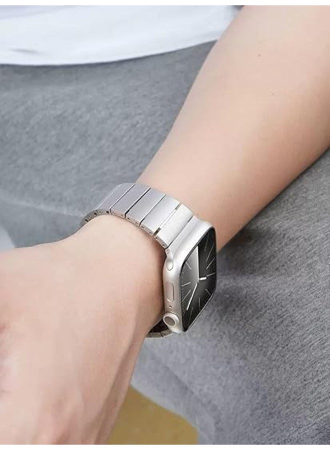 Ecosystem Stainless Steel Link Bracelet Compatible with Apple Watch Ultra 2 (49mm), Series 9/8/7 (45mm), SE (44mm) – Premium Metal Band Compatible with Apple Watch 49mm/45mm/44mm\42mm (Silver) - Image 5