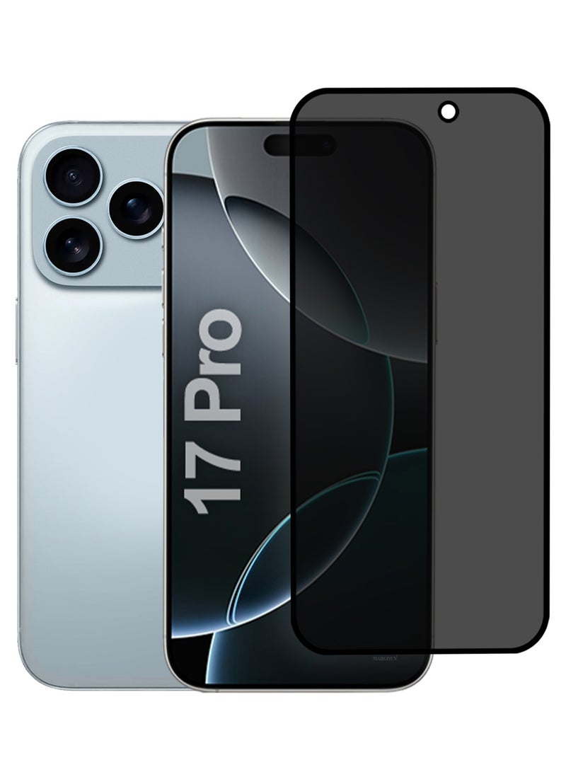 MUDISO Premium 3D Privacy Screen Protector for iPhone 17 Pro, Anti-Spy Tempered Glass HD Clear View Easy Installation Clear Black - Image 3