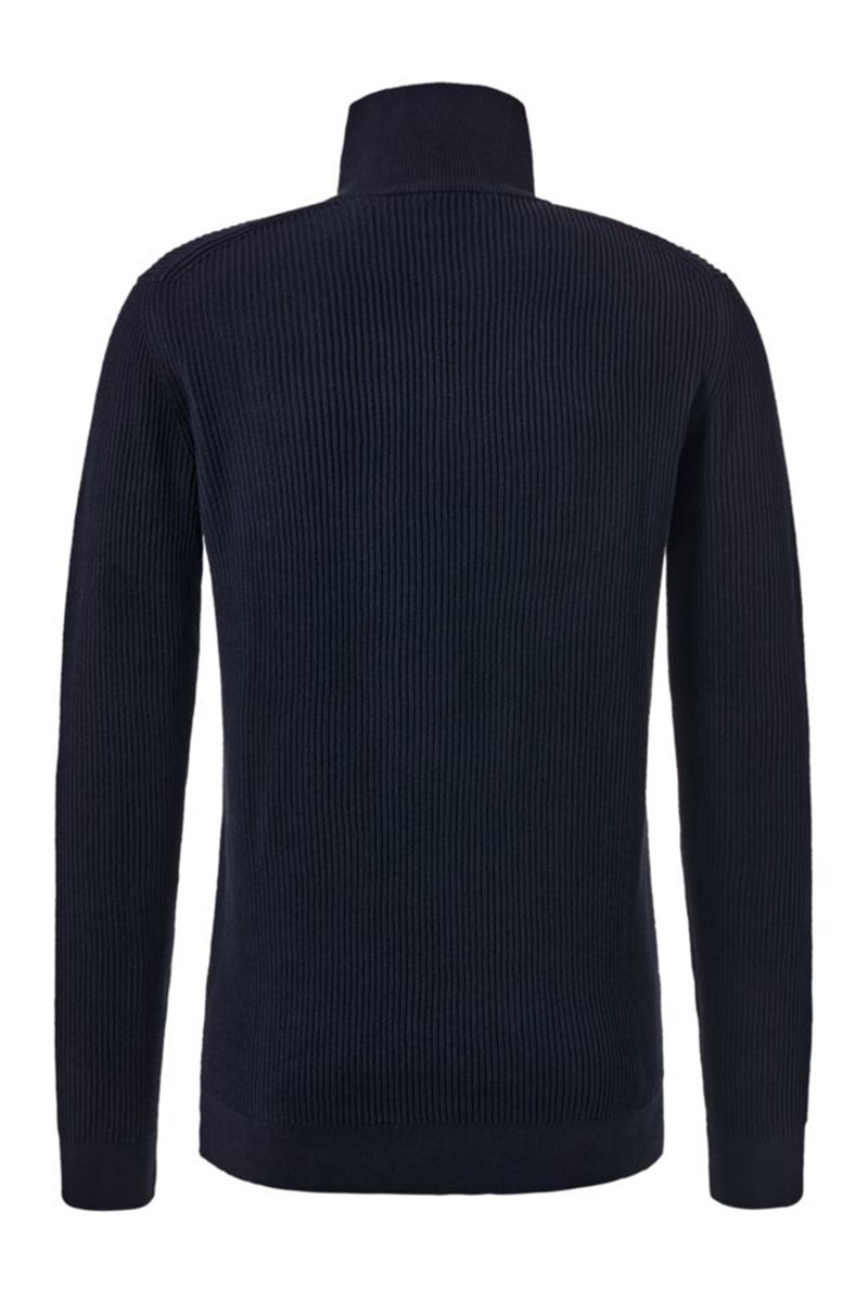 Tchibo Men High Neck Ribbed Half Zip Sweater, Navy - Image 3