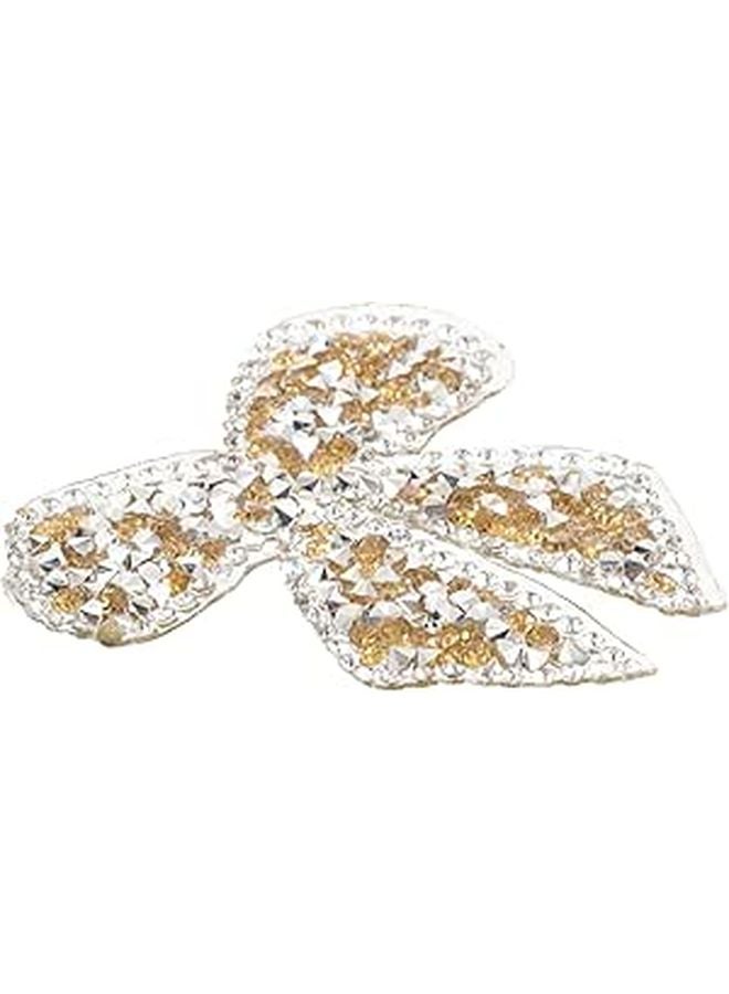 Yellow Crystal Rhinestone Bowknot Iron On Patch For Clothing Repair DIY Decoration - Image 1