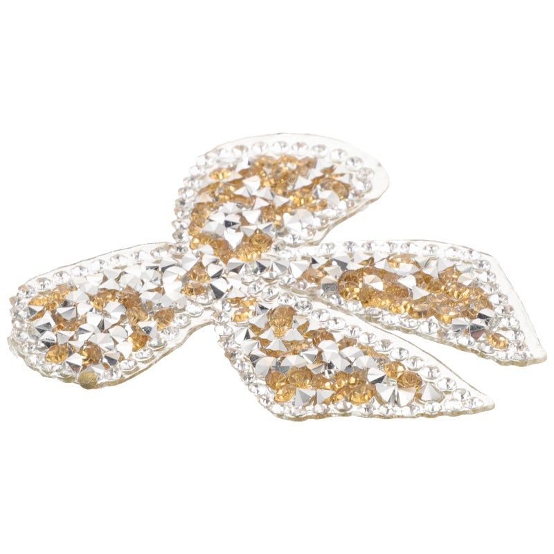 Yellow Crystal Rhinestone Bowknot Iron On Patch For Clothing Repair DIY Decoration - Image 2