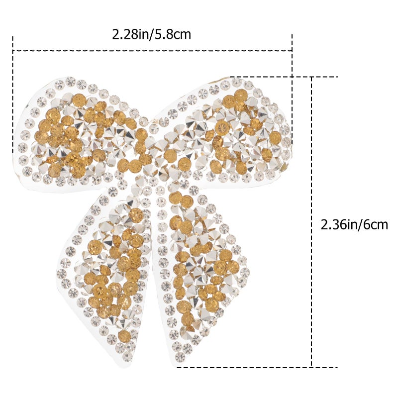 Yellow Crystal Rhinestone Bowknot Iron On Patch For Clothing Repair DIY Decoration - Image 3