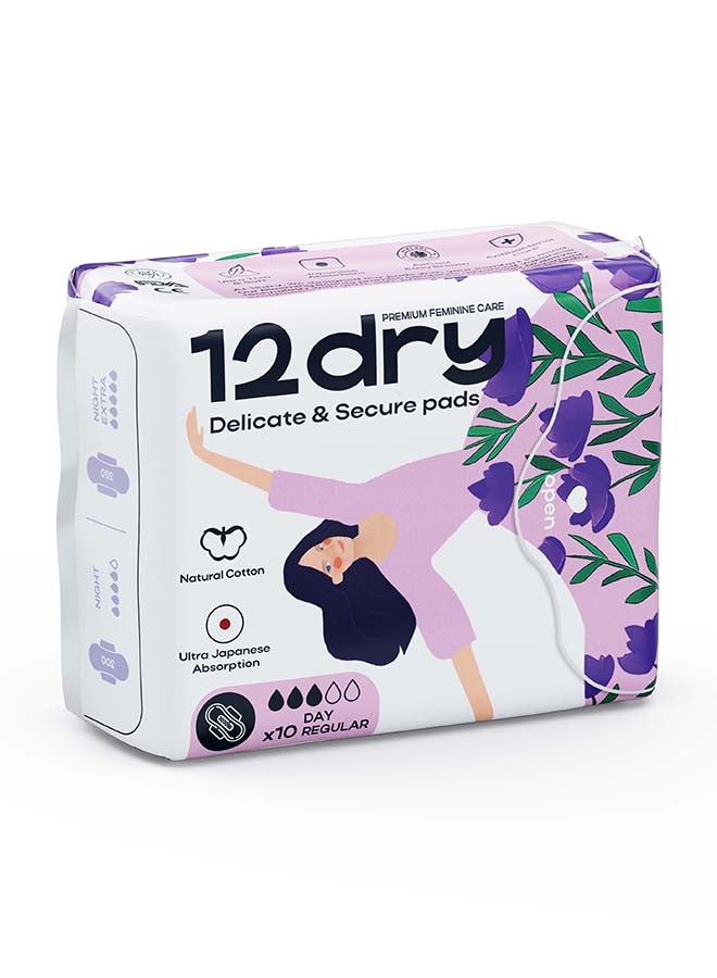 12dry Ultra Thin Sanitary Pads 10 Count Super Absorbent Leak Proof Odor Bacteria Protection Soft Comfortable Breathable - Image 2