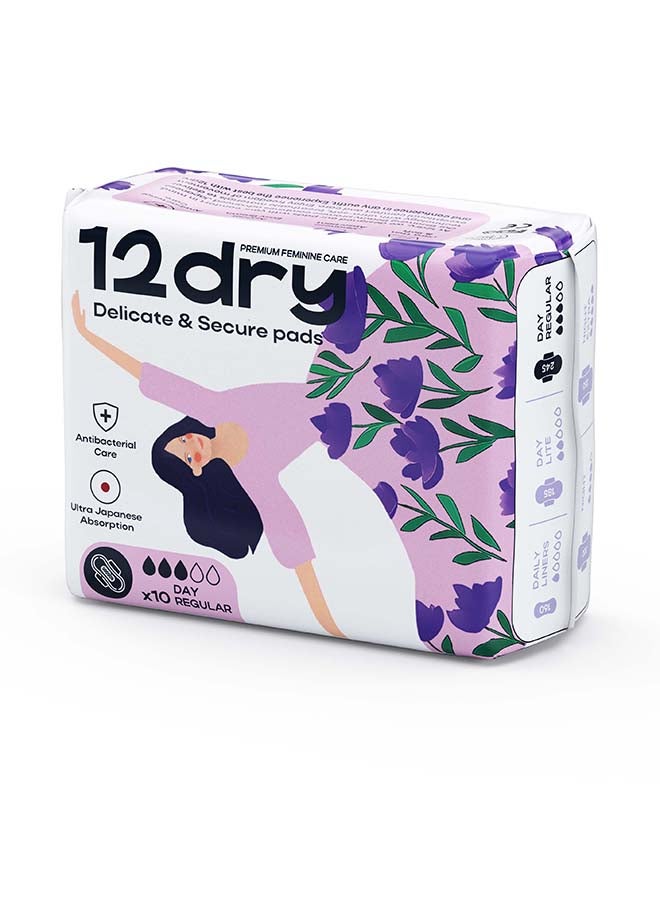 12dry Ultra Thin Sanitary Pads 10 Count Super Absorbent Leak Proof Odor Bacteria Protection Soft Comfortable Breathable - Image 3