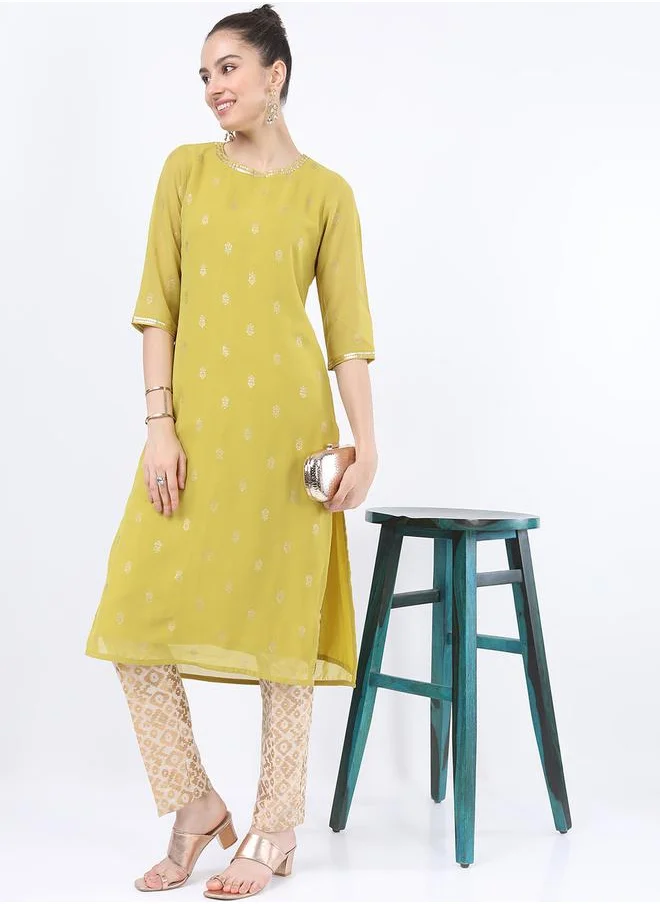 فيشود Women Yellow Ethnic Motifs Printed Kurta by Styli